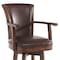 Armen Living Raleigh 26" Counter Height Swivel Kahlua Faux Leather and Chestnut Wood Arm Bar Stool LCRABAARKACH26 - alternate 3